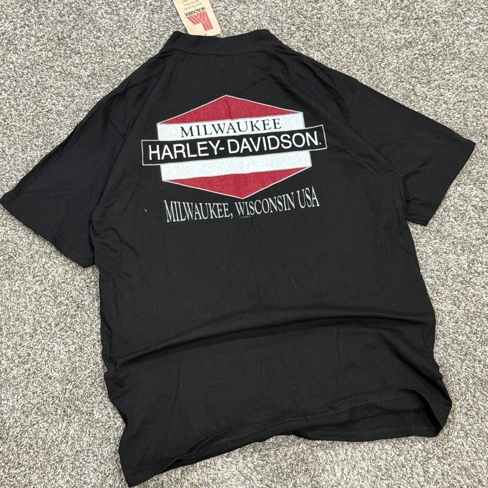 Vintage 1998 Harley Davidson 95th Anniversary T-Shirt Mens XL Black Holoubek NWT - Picture 4 of 6